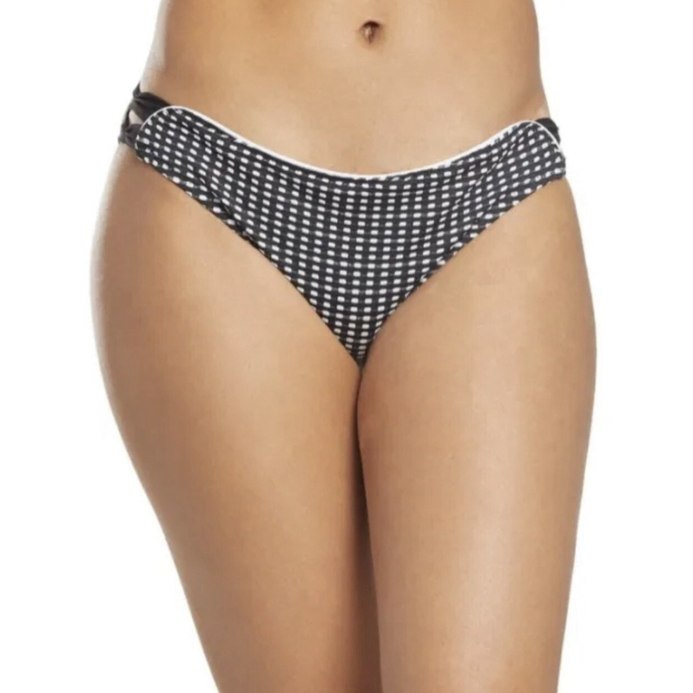 NWT Nanette Lepore Womens Swim Femme Dot Charmer Bikini Bottom Size 10 Black